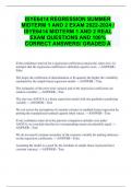 	ISYE6414 REGRESSION SUMMER   	MIDTERM 1 AND 2 EXAM 2022-2024 / 		ISYE6414 MIDTERM 1 AND 2 REAL  			EXAM QUESTIONS AND 100%  CORRECT ANSWERS/ GRADED A