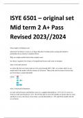 ISYE 6501 – original set  Mid term 2 A+ Pass  Revised 2023//2024