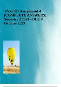 TAX2601 Assignment 4 (COMPLETE ANSWERS) Semester 2 2023 - DUE 9 October 2023