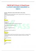 NRNP 6675 Week 11 Final Exam LATEST 2022/2023 GRADED A+ (Q&A)