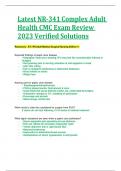 Latest NR-341 Complex Adult Health CMC Exam Review 2023 Verified Solutions