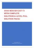 2022 HESI RN EXIT V1  WITH COMPLETE  SOLUTION(A LEVEL FULL  SOLUTION PACK