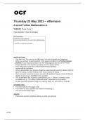 ocr A Level Further Mathematics A Y540/01 Question Paper and Mark Scheme June2023.