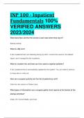 INP 100 - Inpatient Fundamentals 100% VERIFIED ANSWERS 2023/2024