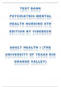    TEST BANK PSYCHIATRIC-MENTAL HEALTH NURSING 8TH EDITION BY VIDEBECK  ADULT HEALTH I (THE UNIVERSITY OF TEXAS RIO GRANDE VALLEY)
