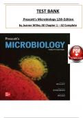 Test Bank for Prescott's Microbiology 12th Edition by Joanne Willey, All Chapters 1 - 42 Complete, Verified Latest Edition