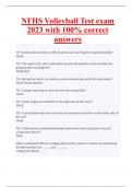 NFHS Volleyball Test exam  2023 with 100% correct  answers