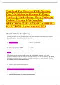 Test Bank For Maternal Child Nursing Care 7th Edition byShannon E. Perry,  Marilyn J. Hockenberry, Mary Catherine  Cashion Chapter 1-50 Complete QUESTIONS WITH EXPERT VERIFIED SOLUTIONS .Latest updated2023