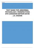 Test Bank for Abnormal Psychology, Perspectives 6th Canadian Edition David J.A. Dozois