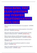 bundle for HOSA BOWL QUESTIONS LATEST 2023-2024 EXAM 300+ EXAM QUESTIOTIONS AND CORRECT ANSWERS |VERIFIED ANSWERS