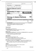 Pearson Edexcel  together with marking scheme In Biology A Salters Nuffield Paper 03 General and Practical Applications in Biology June 2023