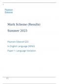 Pearson Edexcel GCE In English Language (9EN0) Paper 1 Language Variation Marking scheme