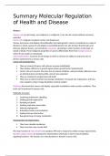 Lecture notes and summary Molecular Regulation of Health and Disease, HAP31806