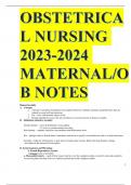 OBSTETRICAL NURSING 2023-2024 MATERNAL/OB NOTES