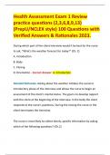 Health Assessment Exam 1 Review practice questions (2,3,6,8,9,13) (PrepU/NCLEX style) 100 Questions with Verified Answers & Rationales 2023. 