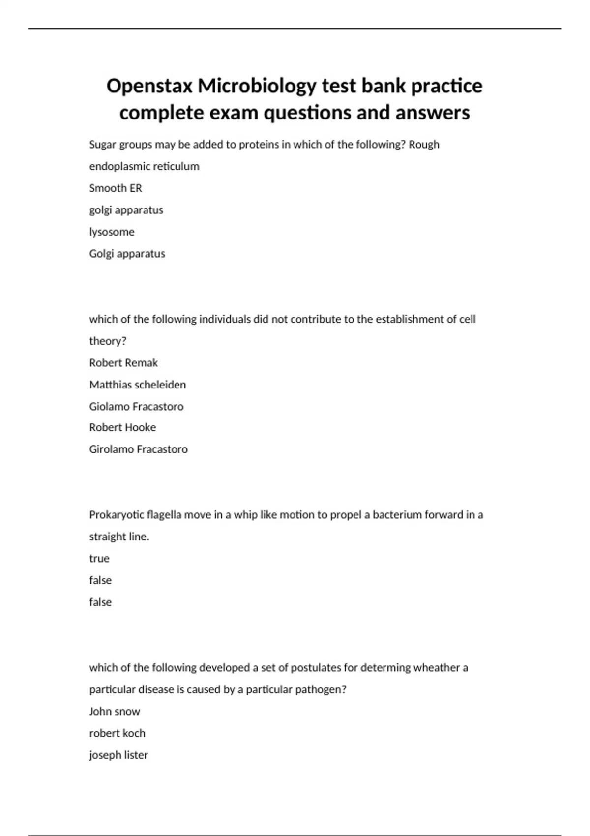 Openstax Microbiology Test Bank Practice Complete Exam Questions And Answers 2023 Openstax 9804