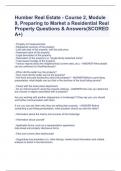 Humber Real Estate - Course 2, Module 9, Preparing to Market a Residential Real Property Questions & Answers(SCORED A+)