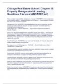 Chicago Real Estate School: Chapter 15: Property Management & Leasing Questions & Answers(GRADED A+)