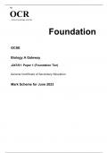 OCR GCSE (9–1) Biology A (Gateway Biology) J247/01 Paper 1 Foundation Tier MARK SCHEME 2023