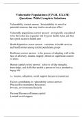 Vulnerable Populations (FINAL EXAM) Questions With Complete Solutions