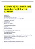 Preventing Infection Exam Questions with Correct Answers 