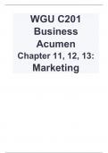 (answered 2023/2024)WGU C201 Business Acumen Chapter 11, 12, 13 Marketing