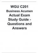  WGU C201 Business Acumen Actual exam Study Guide (2023-2024) - Questions and Answers