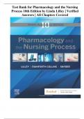 Test Bank for Pharmacology and the Nursing Process 10th Edition by Linda Lilley | Verified Answers | All Chapters Covered