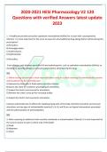 2020-2021 HESI Pharmacology V2 120  Questions with verified Answers latest update  2023 