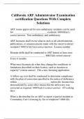 California ARF Administrator Examination certification Questions With Complete Solutions