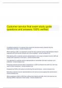  Customer service final exam study guide questions and answers 100% verified.