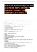 NLN PAX Science-Physics ALL  ANSWERS 100% CORRECT  SPRING FALL-2023/24  EDITION AID GRADE A+