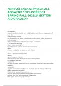 NLN PAX Science-Physics ALL  ANSWERS 100% CORRECT  SPRING FALL-2023/24 EDITION  AID GRADE A+