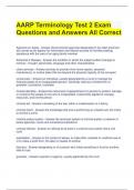 AARP Terminology Test 2 Exam Questions and Answers All Correct 