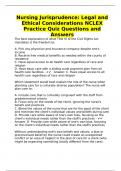 Nursing Jurisprudence: Legal and Ethical Considerations NCLEX Practice Quiz Questions and Answers
