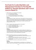 Test bank for Leadership Roles and  Management Functions in Nursing 9th  Edition by Marquis Questions and Correct Answers Rated A+