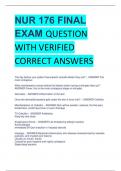 NUR 176 FINAL  EXAM QUESTION  WITH VERIFIED CORRECT ANSWERS