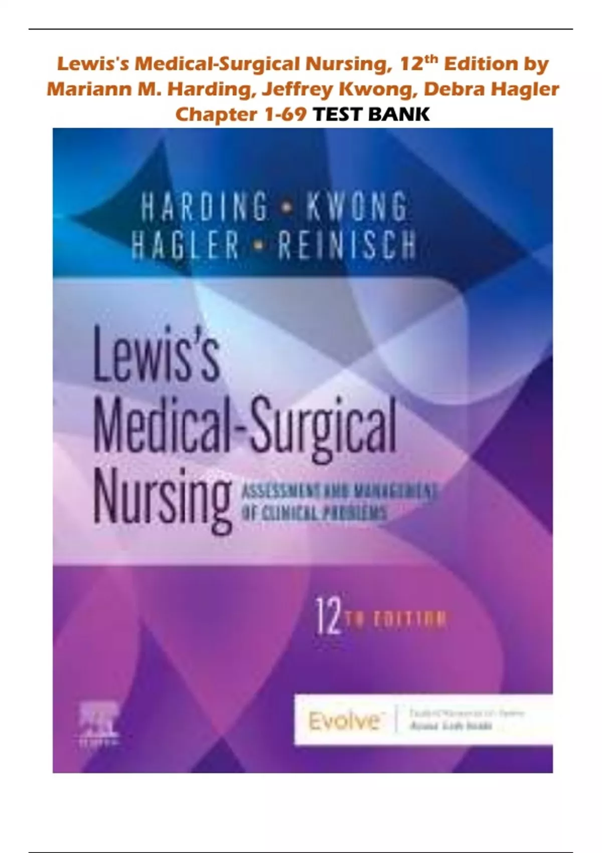 Lewis's Medical-Surgical Nursing, 12th Edition By Mariann M. Harding ...