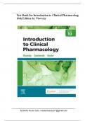 Test Bank Introduction to Clinical Pharmacology 10th Edition Visovsky All Chapters | Complete Guide