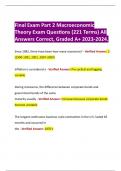 Final Exam Part 2 Macroeconomic Theory Exam Questions (221 Terms) All Answers Correct, Graded A+ 2023-2024. 