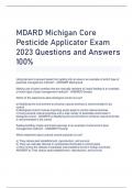 MDARD Michigan Core  Pesticide Applicator Exam 2023 Questions and Answers 100%