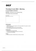 ocr A Level English Literature (H472/02) QUESTION PAPER June2023.