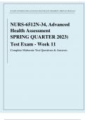 NURS-6512N-34, Advanced Health Assessment SPRING QUARTER 2023) Test Exam - Week 11