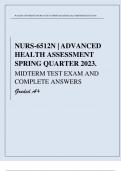NURS-6512N | ADVANCED  HEALTH ASSESSMENT SPRING QUARTER 2023. MIDTERM TEST EXAM AND  COMPLETE ANSWERS