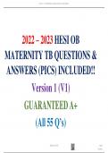 2022 – 2023 HESI OB  MATERNITY TB QUESTIONS &  ANSWERS (PICS) INCLUDED!! Version 1 (V1) GUARANTEED A+ (All 55 Q’s)