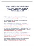 CHEMO CERTIFICATION TEST LATEST 2023 EXAM 100 QUESTIONS AND CORRECT ANSWERS (VERIFIED ANSWERS) |AGRADE