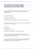 Foundations and Adult Health Nursing :Communication Questions with Elaborated Answers 2023