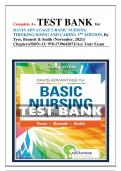 Complete A+ TEST BANK for DAVIS ADVATAGE’S BASIC NURSING THINKING DOING AND CARING 3RD EDITION, By Treas, Bennett & Smith (November, 2021)/ Chapters/ISBN-13: 978-1719642071/Ace Your Exam 