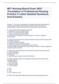 NP1 Nursing Board Exam 2023 'Foundation of Professional Nursing Practice 2 Latest Updated Questions And Answers.