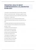 PEDIATRIC HEALTH MOST COMPREHENSIVE & ELABORATED EXAM WITH REVISED QUESTIONS AND ANSWERS 2023